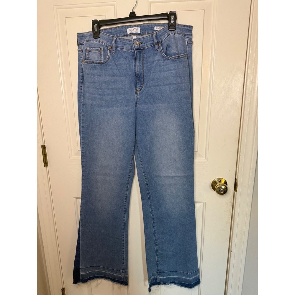 Sofia Jeans by Sofia Vergara Gloria Flare High Rise Tuxedo Stripe Jeans Size 16
